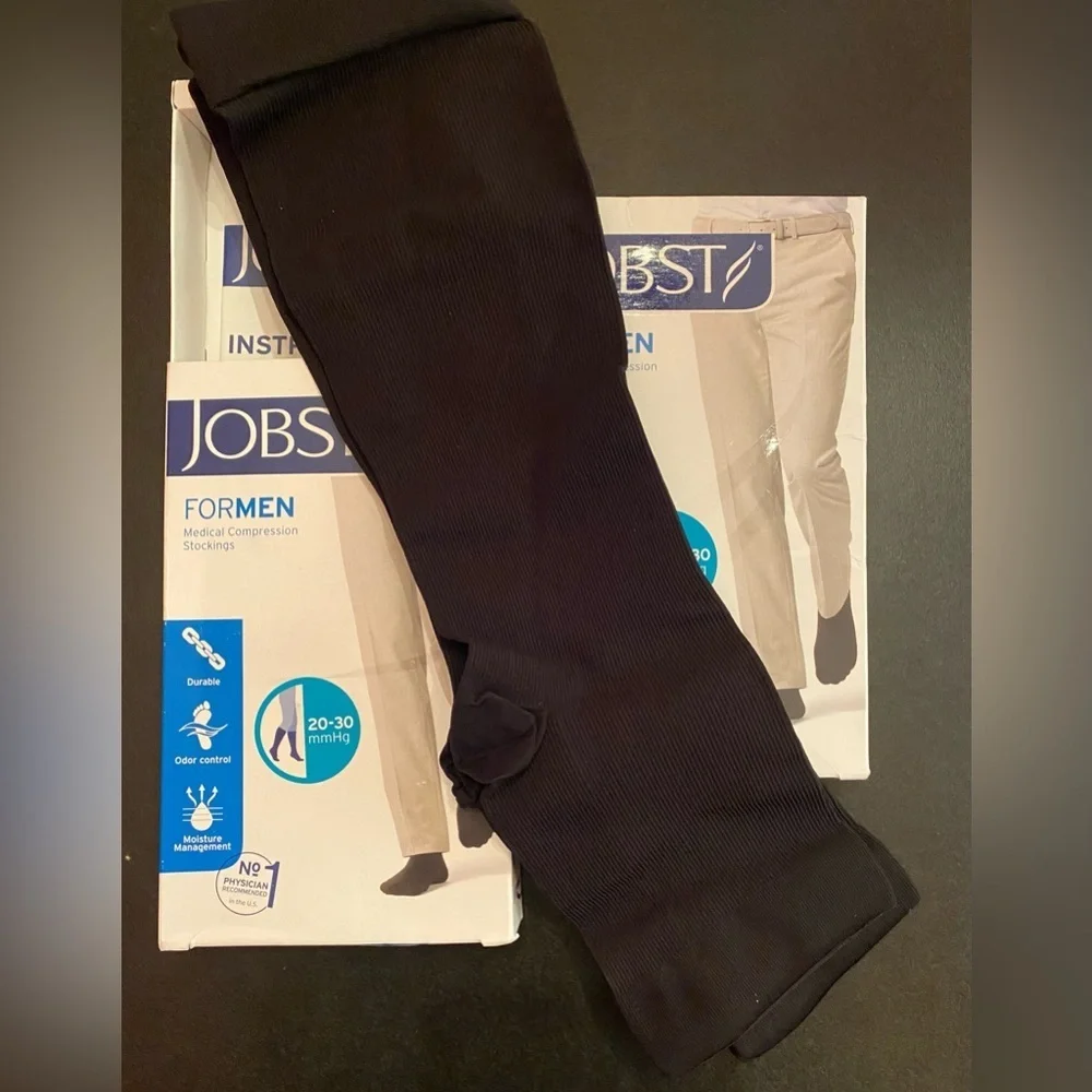 JOBST for Men 2 Pair Compression Stockings Knee High 20-30 mmHg Open Toe Size L‎